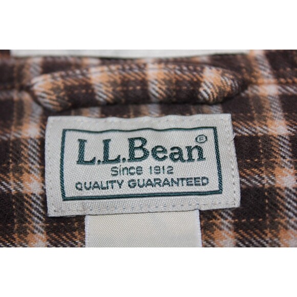 Vintage LL Bean Men Slightly Fitted Flannel Button Down Shirt Heavyweight L Tall - Picture 9 of 10